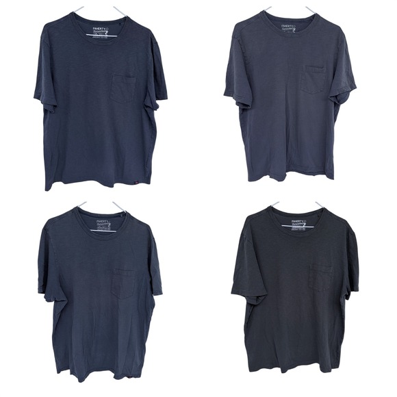 Lot of 4 Faherty Sunwashed Pocket T Shirts Large Blue Grey Casual Organic Cotton